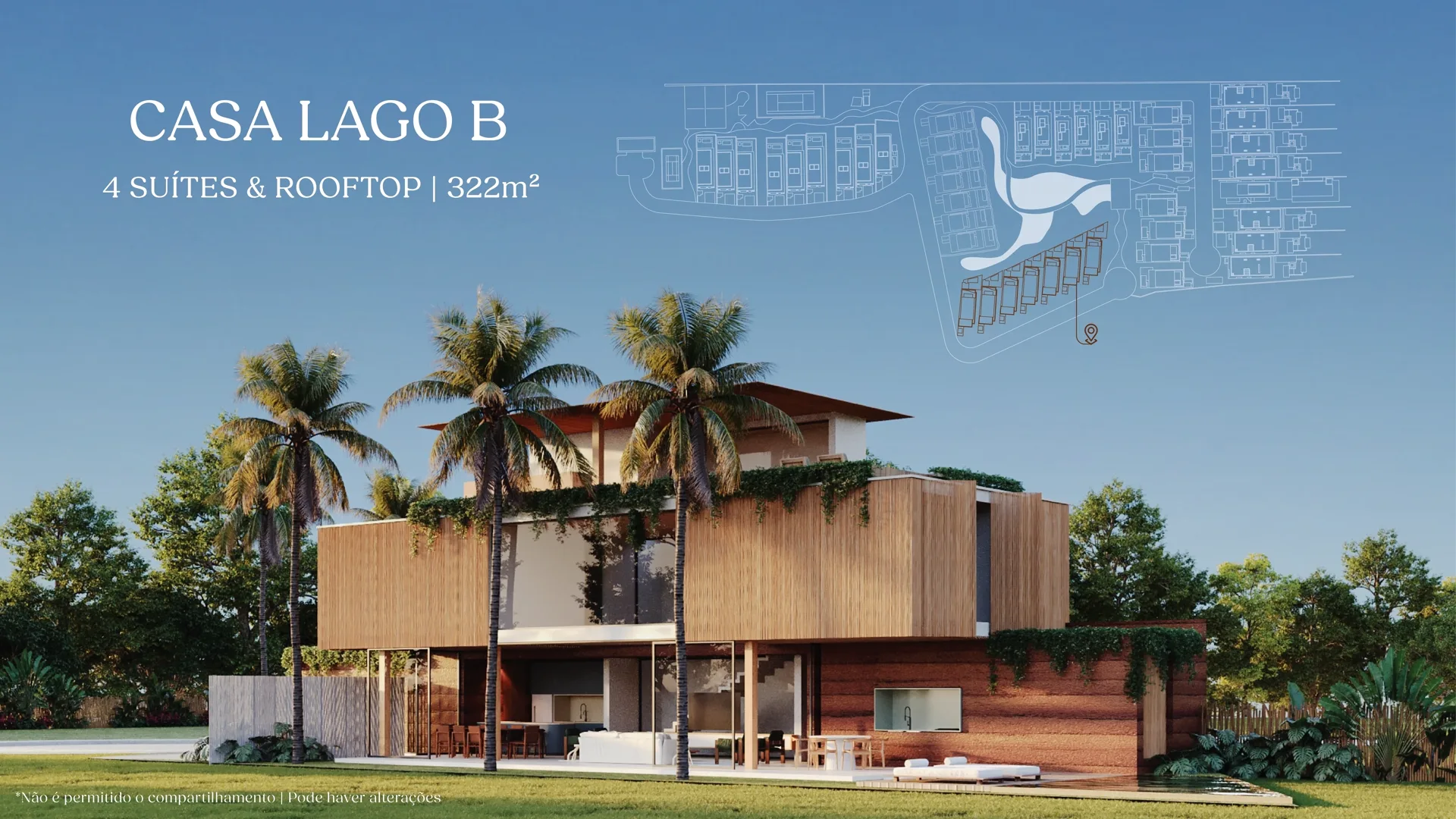 Residência do Bossa Eco Luxury Villas entre coqueiros, imagem de projeto