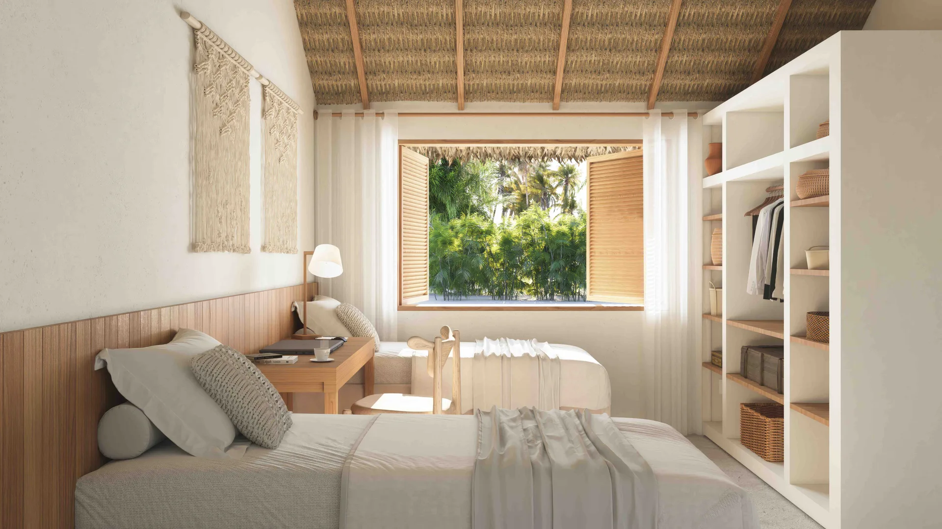 Quarto da casa Tucaninho da Serra, aberto para a varanda